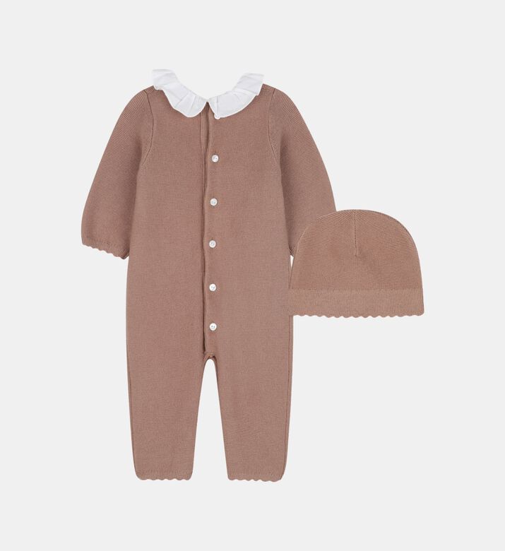 طقم قطعتين محبوكتين بياقة مكشكشة