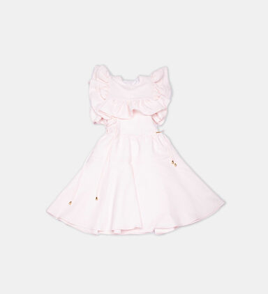 Golden Cord Locks Ruffled Neckline Dress