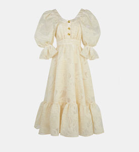 فستان متوسط الطول واسع بأكمام منفوخة