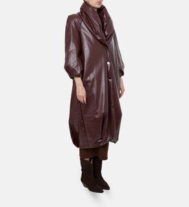 Rowen Rose Glossy Faux Leather Coat, Model View