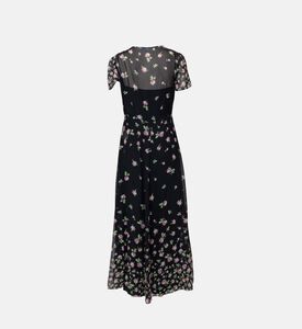 فستان متوسط الطول بطبعات أومبري من الحرير