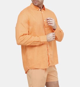 Men Olive Relaxed-fit Linen Shirt Men Olive Relaxed-fit Linen Shirt