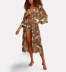 Karla Vivian Rope Pattern Tie Waist Kimono, Model View