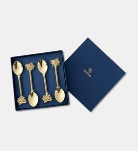 Tohfa Luxe Palm Brass Dessert 4-piece Spoon Set, Packshot View