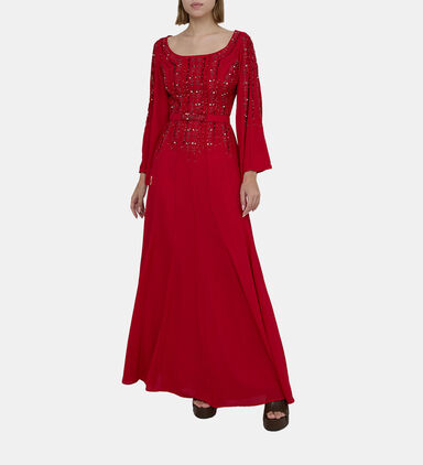 Sequin Bead Embellished Flared Dress