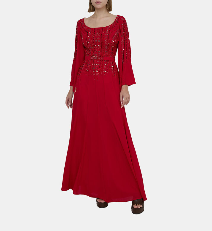 Sequin Bead Embellished Flared Dress