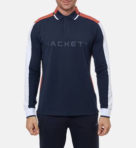 Hackett London Logo-print Long-sleeve Polo Shirt, Model View
