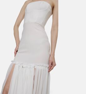 Nensi Dojaka Ruffled Chiffon Skirt Bustier Gown, Model View