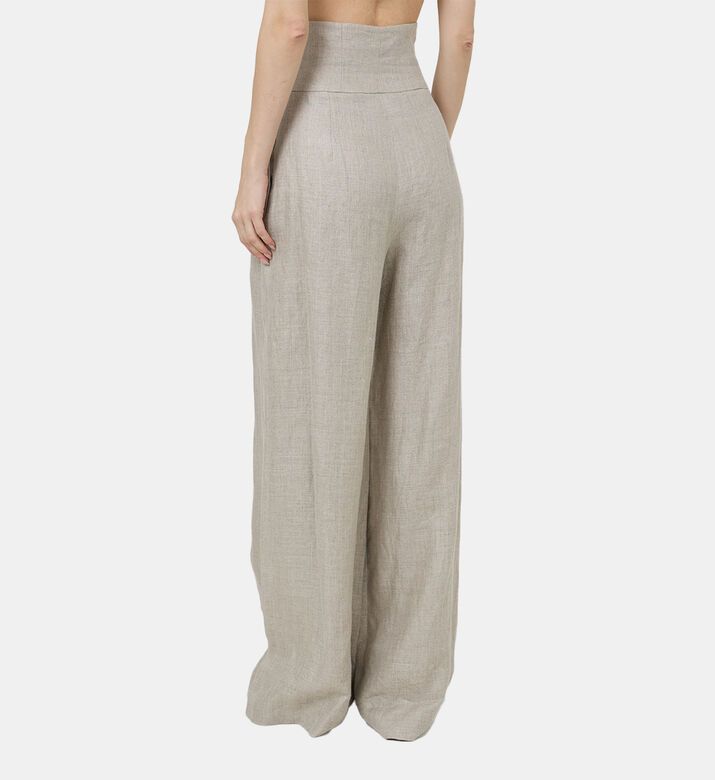 بنطال لو بطيّات عالي الخصر قنب