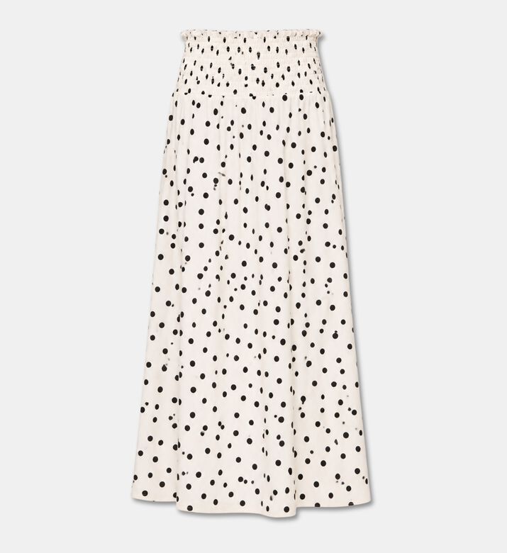 Samsoe Smocked Polka-dot Midi Skirt, Off-white, S, Packshot View