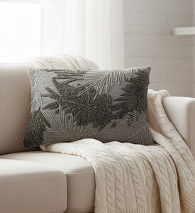 Home Deco and More Thodo Cotton Rectangular Filled And Vaccumed Cushion, Anthracite, Packshot View