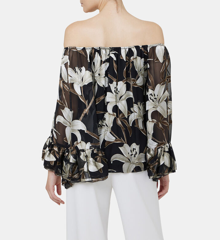 بلوزة أرديليا مطبوعة بأكتاف مكشوفة