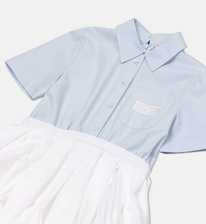 La Mia Bambina Short-sleeve Shirt Pleated Dress, Blue, 10y, Packshot View