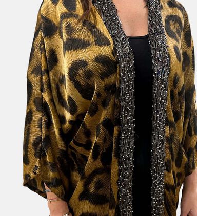 Leopard-print V-neck Kaftan