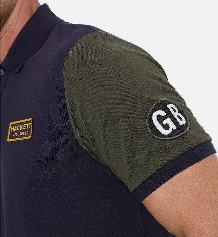 Hackett London Two-tone Design Short-sleeve Polo Shirt, Model View Hackett London Two-tone Design Short-sleeve Polo Shirt, Model View