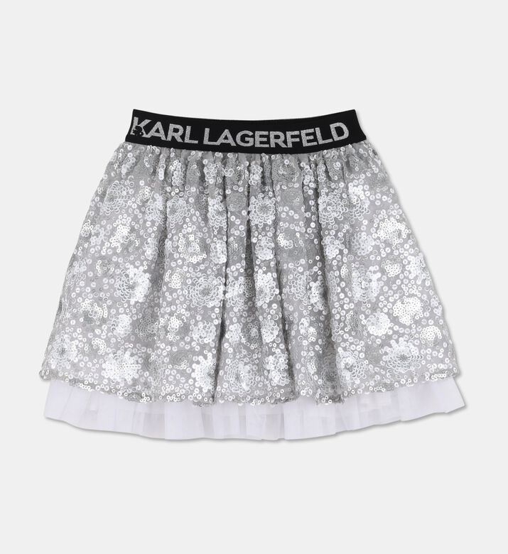 Karl Lagerfeld Logo Elasticated Waistband Sequined Skirt, Packshot View
