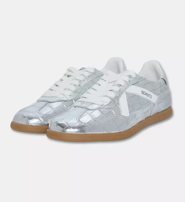 Schutz Metallic Croc-embossed Sneaker, Packshot View