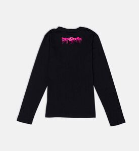 قميص طويل الأكمام بطبعة فم قرش