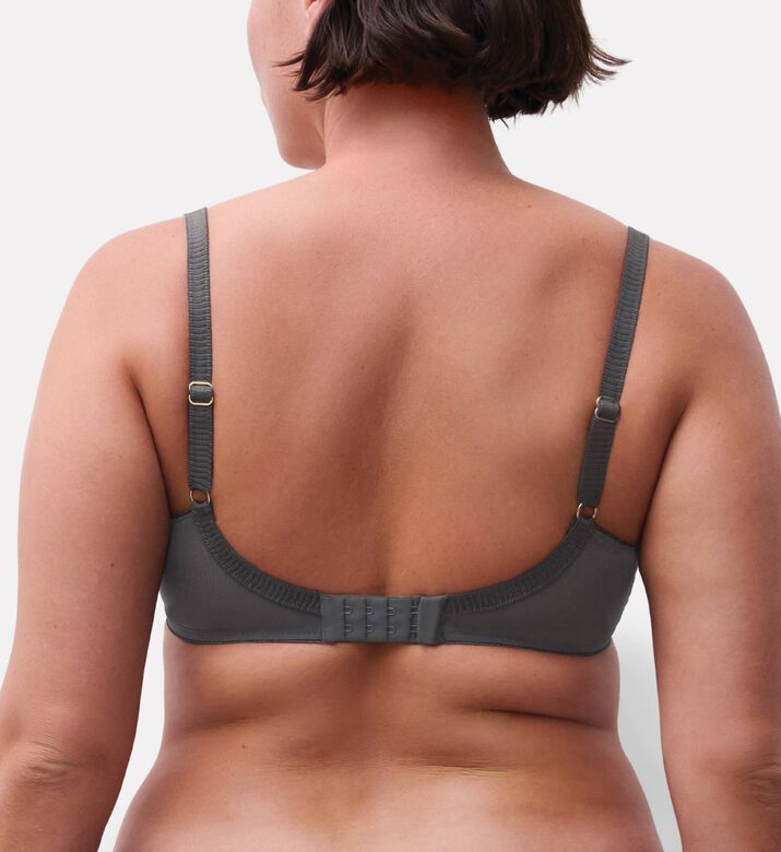 Chantelle Embroidered Underwired Bra, Dark-grey, 100, D, Model View
