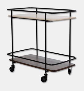 Home Deco and More Shard Wood Body Bar Trolley, Walnut, Packshot View
