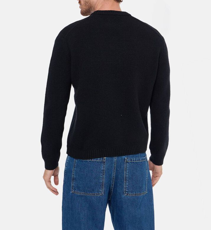 Maison Kitsune Knit Fox-embroidery Crewneck Sweater, Model View