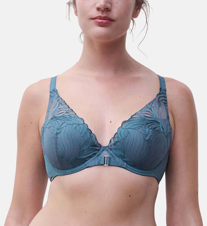 Chantelle Adjustable Straps Demi-cup Bra, Blue, 80, F, Model View