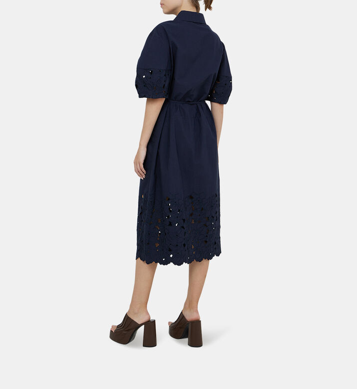 Cutwork Short Sleeve Midi Dress