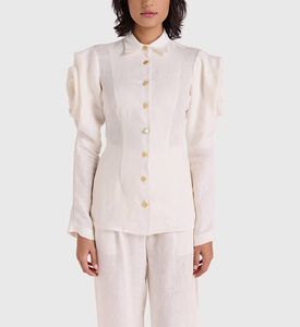 جاكيت قميص تيلدا بأكمام درابيه كتان