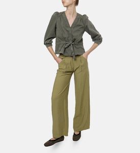 Ba and Sh Puff Sleeve V-neck Wrap Blouse, Model View