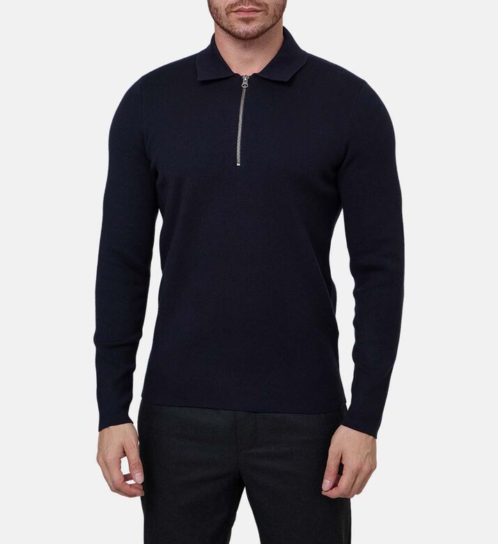 Half-zip Long-sleeve Regular-fit Polo Shirt