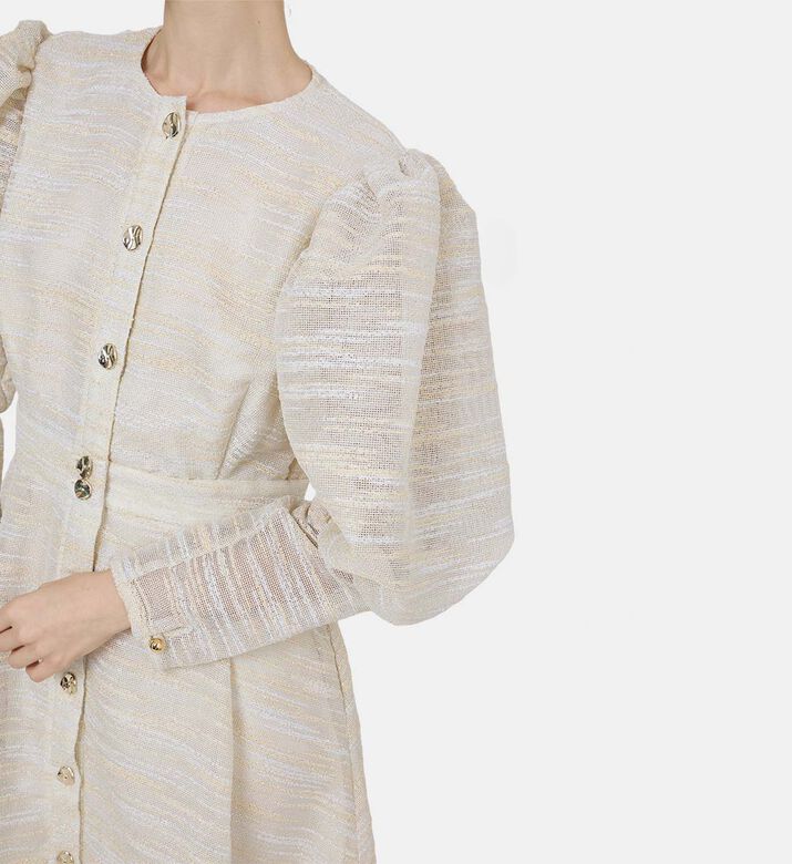 Puff-sleeve Midi Dress