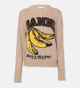Ganni Logo-detail Banana Intarsia Sweater, Packshot View