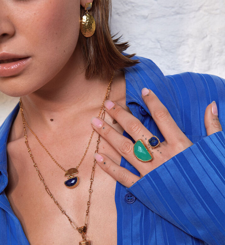 Ottoman Hands Ring Avery Lapis Aqua Chalc, Packshot View Ottoman Hands Ring Avery Lapis Aqua Chalc, Packshot View