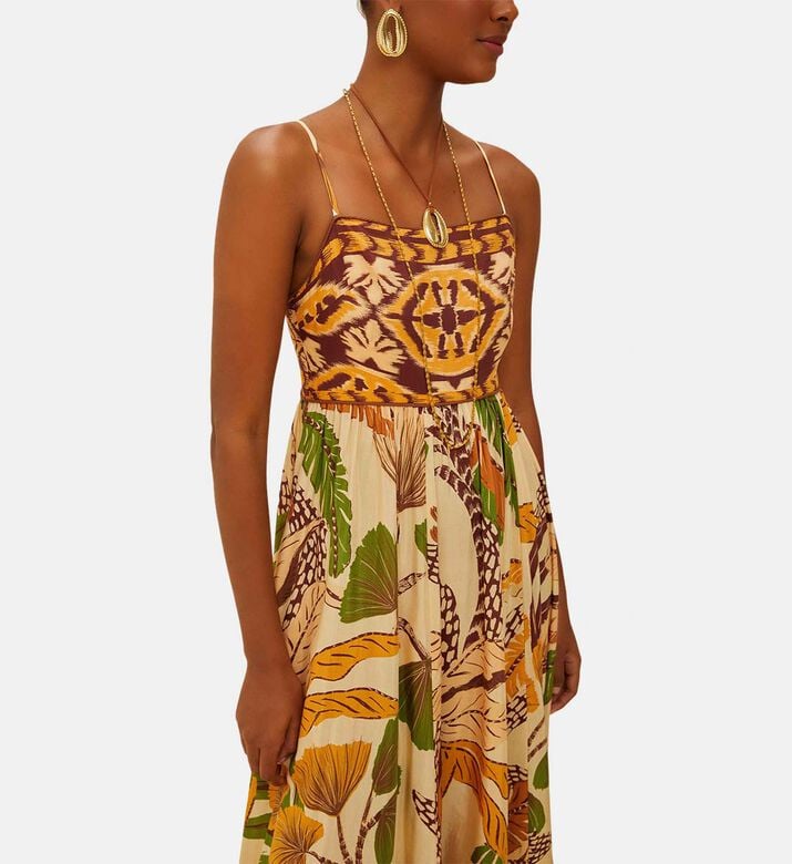 Foliage Sketch Tropical-print Maxi Dress