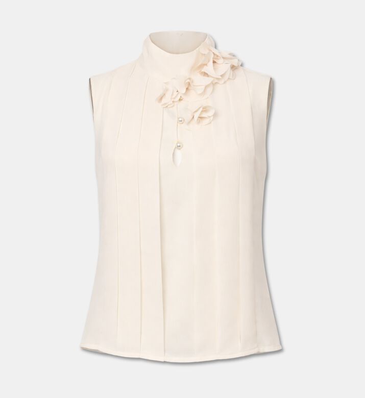 Edward Achour Paris Sleeveless Flowers Appliqu&eacute; Top, Packshot View