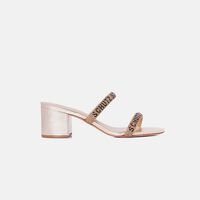 Rhinestones Block Heel Mules