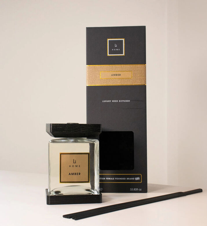 Home Life Style Diffuser Square Reed Amber, Clear, 500-ml, Packshot View