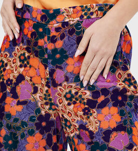 بنطلون واسع من القطيفة مطبوع