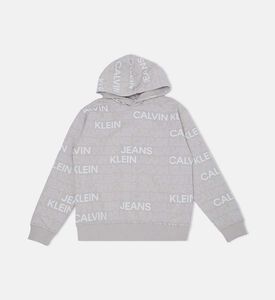 سترة بغطاء رأس بطبعة شعار على كاملها