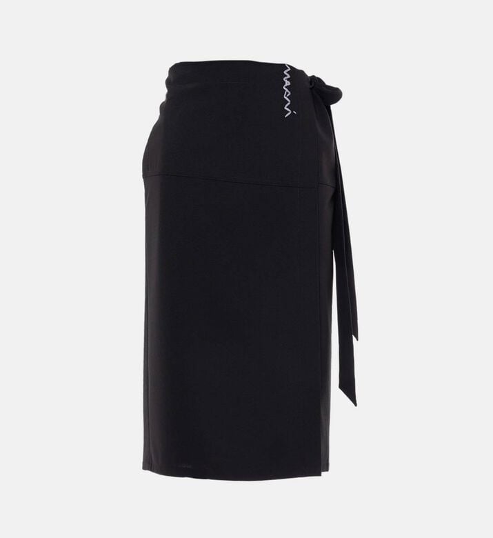 Embroidered Logo Midi Wrap Pencil Skirt Embroidered Logo Midi Wrap Pencil Skirt