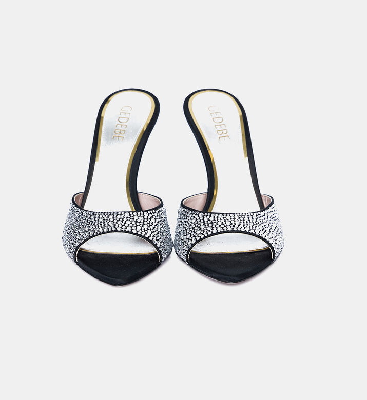 Rhinestone-embellishment Open-toe Mules