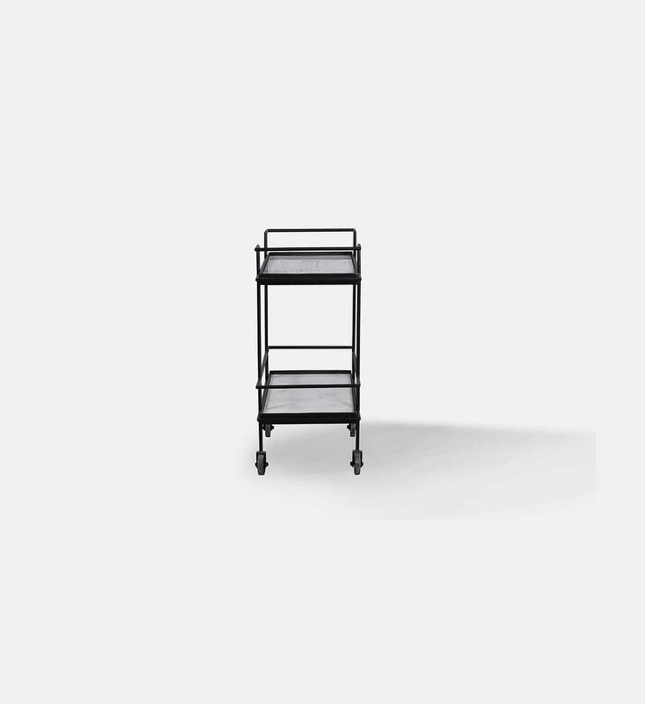 Jitsu Wheeled Iron Marble Bar Trolley 69 X 35.5 X 80 Cm