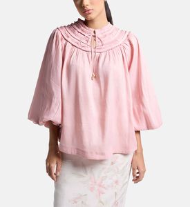 Carter and White Lizzie Pleated Ruffled Blouse, Pink, Xl, Model View