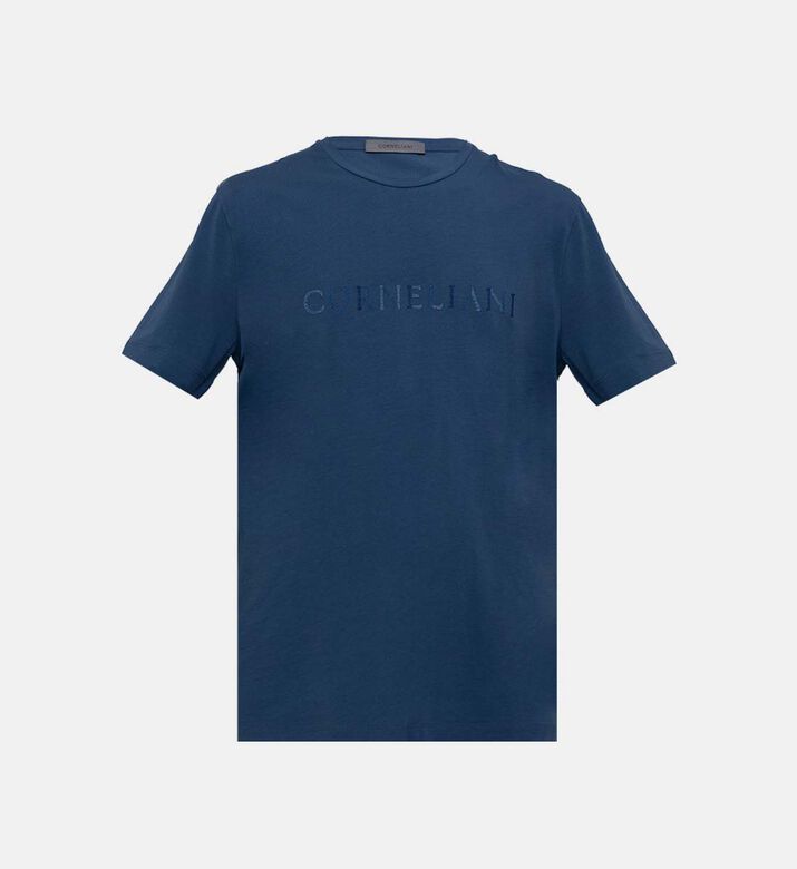 تيشيرت قطن جيرسيه بياقة مستديرة بقصة مرنة