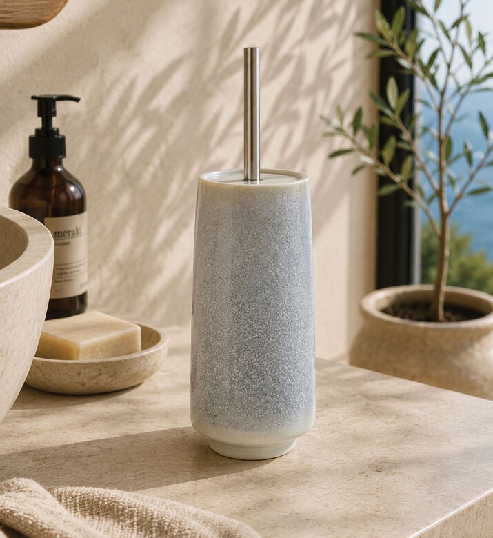 Aquanova Figo Ceramic Toilet Brush Holder, Blue, Packshot View