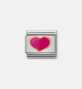 حلية كلاسيكية بقلب فوشيا وذهبي قابلة للتركيب