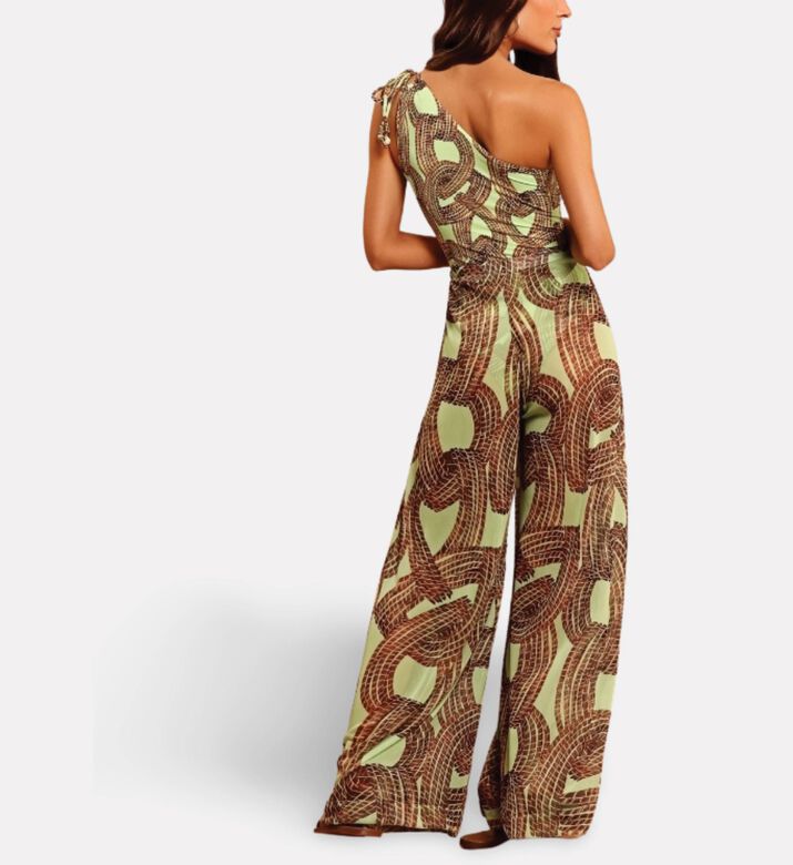 Karla Vivian Rope Pattern Pleated Wide-leg Trousers, Model View