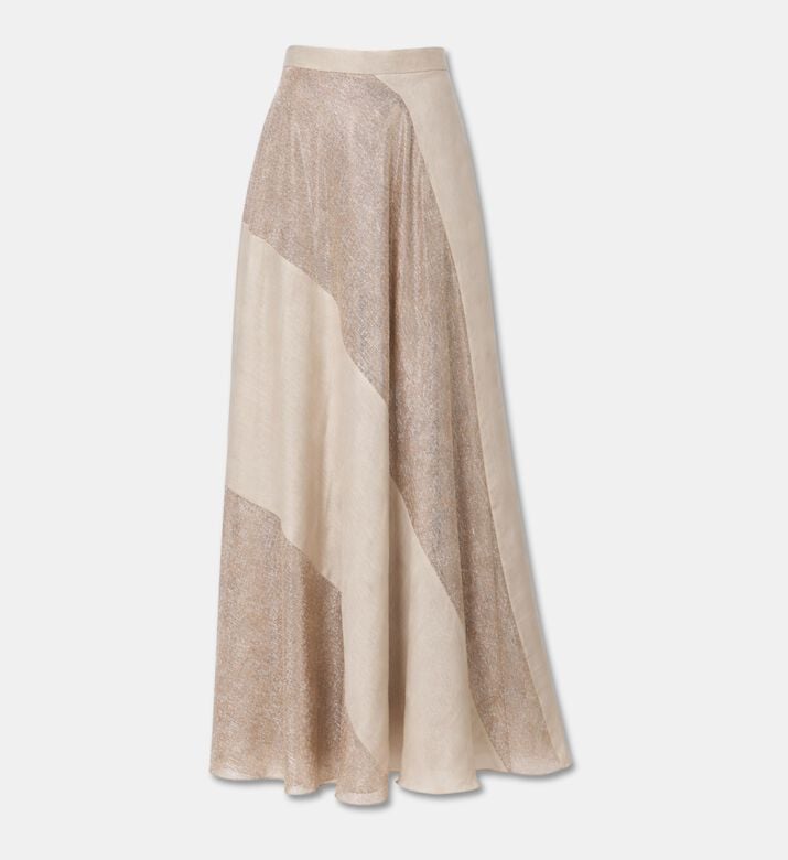 Blue For Burgundy Asymmetric Metallic Midi Skirt, Packshot View