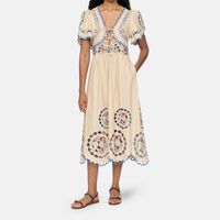 Melinda Floral-embroidery Midi Dress