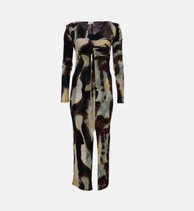 Nanushka Aponi All-over Abstract Camouflage Ruched Maxi Dress, Packshot View